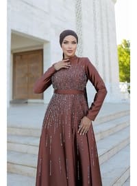 Brown - Modest Evening Dress