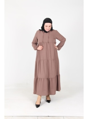 Milky Brown - Plus Size Dress - GELİNCE