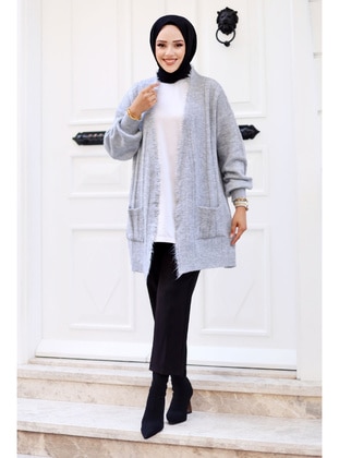 Grey - Knit Cardigan - Tesettür Dünyası