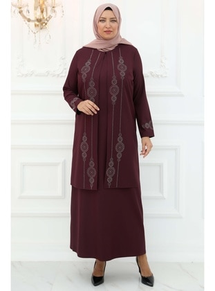 Maroon - Modest Evening Dress - Amine Hüma