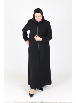 Black - Plus Size Abaya - GELİNCE