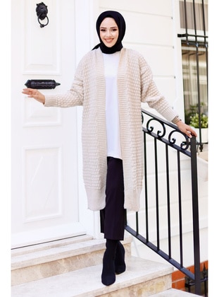 Beige - Knit Cardigan - Tesettür Dünyası