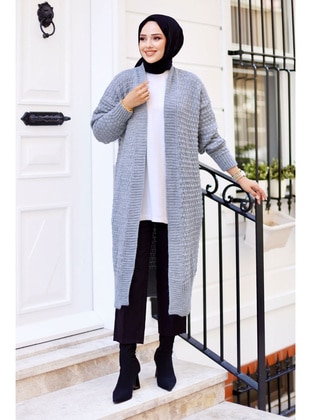 Grey - Knit Cardigan - Tesettür Dünyası