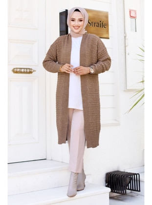 Brown - Knit Cardigan - Tesettür Dünyası