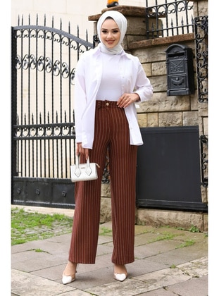 Brown - Pants - Tesettür Dünyası