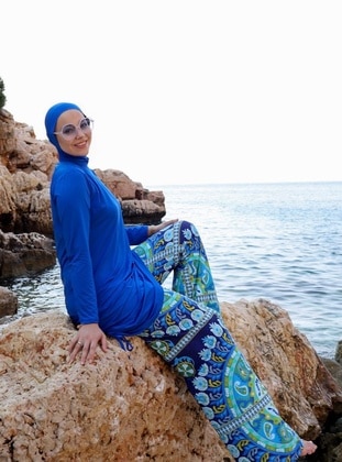 Blue - Printed - Burkini - Remsa Mayo