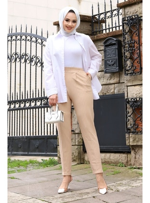 Beige - Pants - Tesettür Dünyası