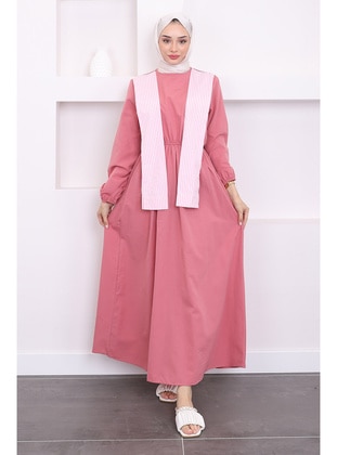 Dusty Rose - Unlined - Modest Dress - İmaj Butik