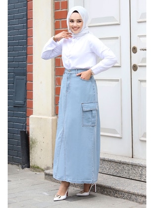 Light Blue - Skirt - Tesettür Dünyası