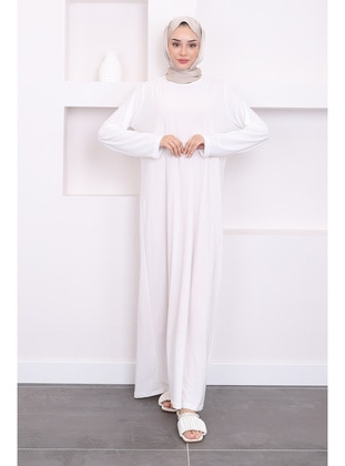 Cream - Unlined - Modest Dress - İmaj Butik