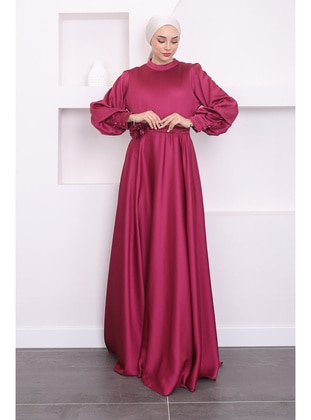 Maroon - Fully Lined - Modest Evening Dress - İmaj Butik