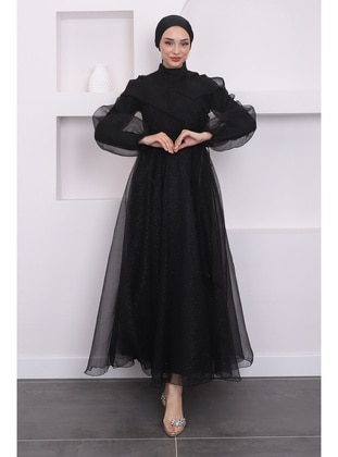 Black - Fully Lined - Modest Evening Dress - İmaj Butik