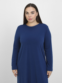 Kleid mit U-Boot-Ausschnitt Marineblau