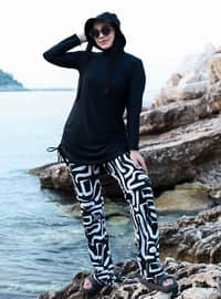 Black - Printed - Burkini