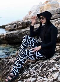 Black - Printed - Burkini