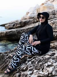 Black - Printed - Burkini