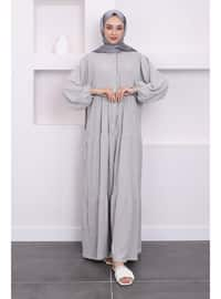 Grey - Unlined - Modest Dress