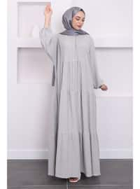 Grey - Unlined - Modest Dress