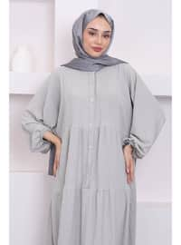 Grey - Unlined - Modest Dress