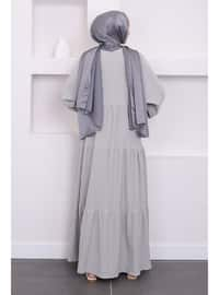 Grey - Unlined - Modest Dress