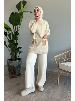 Beige - Knit Suits - InStyle