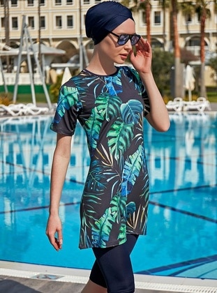 Navy Blue - Printed - Burkini - Remsa Mayo