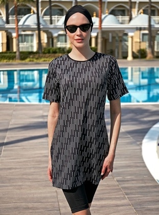 Black - Printed - Burkini - Remsa Mayo