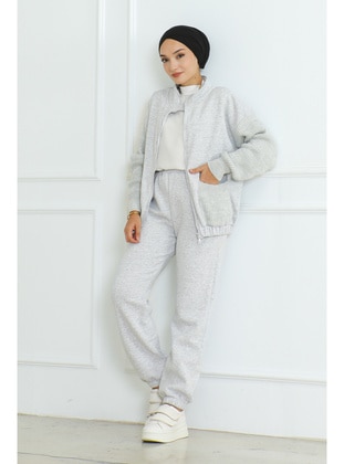 Grey - Tracksuit Set - Maymara