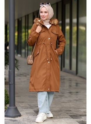 Tan - Puffer Jackets - Bestenur