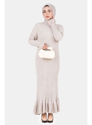 Stone Color - Knit Dresses - Sevitli