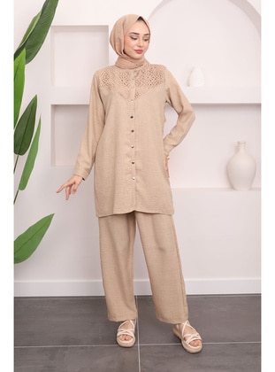 Beige - Unlined - Suit - İmaj Butik