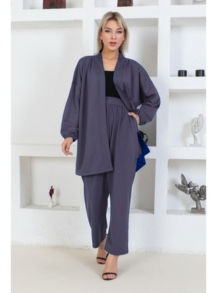 Grey - Plus Size Suit - Maymara