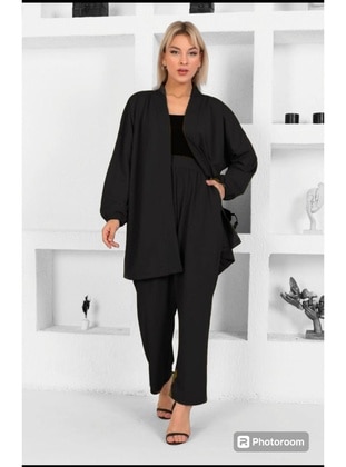 Black - Plus Size Suit - Maymara