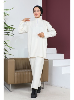 Ecru - Plus Size Suit - Maymara