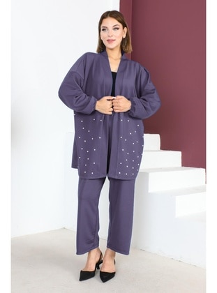 Grey - Plus Size Suit - Maymara