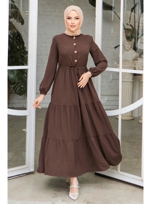 Brown - Modest Dress - Bestenur