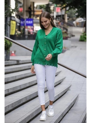 Green - Knit Cardigan - Maymara