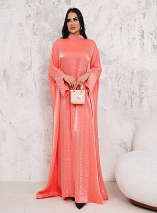 Salmon - Modest Evening Dress - Maymara