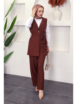 Milky Brown - Unlined - Suit - İmaj Butik