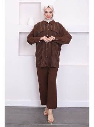 Milky Brown - Unlined - Suit - İmaj Butik