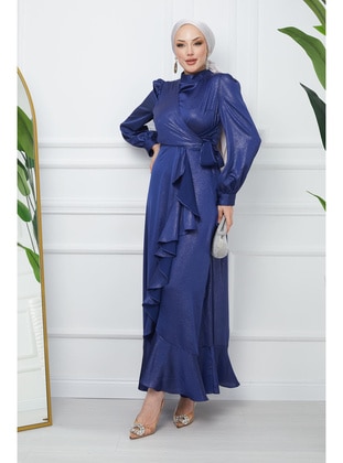 Navy Blue - Unlined - Modest Evening Dress - İmaj Butik