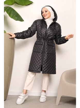 Black - Fully Lined - Plus Size Puffer Jacket - İmaj Butik