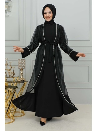 Black - Fully Lined - Modest Evening Dress - İmaj Butik