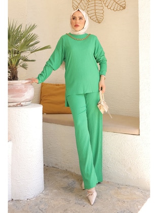 Green - Unlined - Suit - İmaj Butik