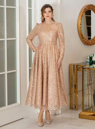 Gold color - Evening Dresses - Ahunisa