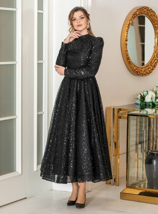 Black - Evening Dresses - Ahunisa