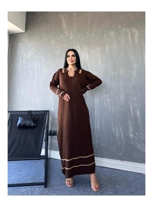 Brown - Knit Dresses - Maymara