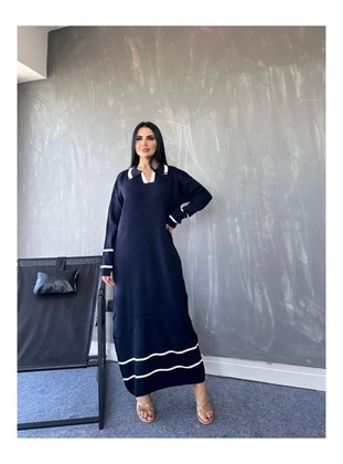 Navy Blue - Knit Dresses - Maymara