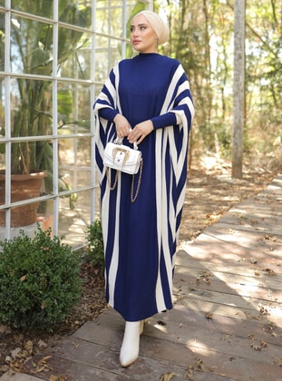 Navy Blue - Modest Dress - SAHRA BUTİK