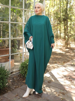 Green - Knit Dresses - SAHRA BUTİK